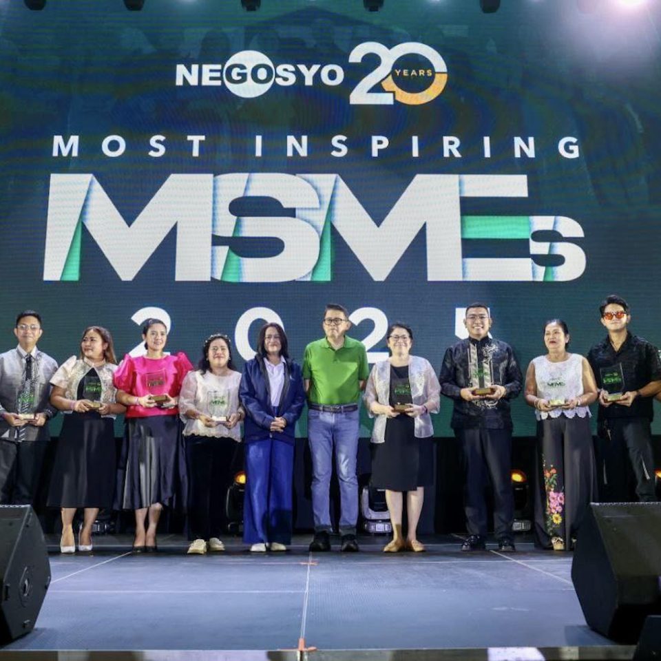 The recipients of this year's Most Inspiring MSME Award, with Go Negosyo founder Joey Concepcion and DTI Usec. Blesila Lantayona. In the photo are Astley Jude Anaviso of Monsterpot Plant Nursery, Bhai Nhuraisah Deplomo of Erovoutika, Jacie Joy Real of Real Playtown Indoor Playground and Party Center, Luzviminda Yerro of Delishoso Inc., Angelo Jade Rivera of Kamir, John Paul Naoe of Jaypee's Bakeshop, Maria Cristina Monroy of EspressOoh Nail Spa Café, Neero Lumanglas of NLL Food and Beverages, Ma. Victoria Anahaw of Caviteño Isabelino Multipurpose Cooperative, and Mary Jean Guno of Home Health Care, Inc. The ten awardees received the ICSB (International Council for Small Business) Philippines SME Scholarship.