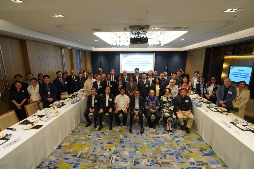 Incoming ASEAN Business Advisory Council (ASEAN-BAC) chair and ASEAN BAC Philippines (ASEAN BAC PH) chair Jose Ma. Concepcion Ill with the heads of diplomatic missions from ASEAN member states and dialogue partner-countries during the 2026 Vision Dialogue where ASEAN BAC PH presented its initiatives and prionties for its chairship in 2026. The meeting was held at the Grand Hyatt Manila last August 13, 2025, with ambassadors and representatives from nine ASEAN member-states, eight dialogue partner-countries, and 12 of the country's biggest agribusiness companies in attendance. In the photo are the ambassadors of ASEAN member states Brunei Darussalam, Cambodia, Indonesia, Malaysia, Myanmar, Viet Nam, Singapore, and Thailand; and of dialogue partner-countries Australia, the United Kingdom, Canada, China, India, New Zealand, Russia, and the United States. Joining them are the leaders of some of the Philippines biggest agribusiness companies.